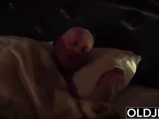 grandpa fucks his young wife licks her pussy and cums